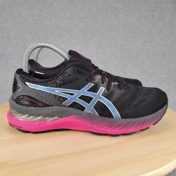 Asics Gel-Nimbus 23 Womens Running Shoes Black Pink Blue 1012A885 Size 7 - Picture 3 of 9